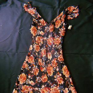 Ralph Lauren brown floral print chiffon maxi dress